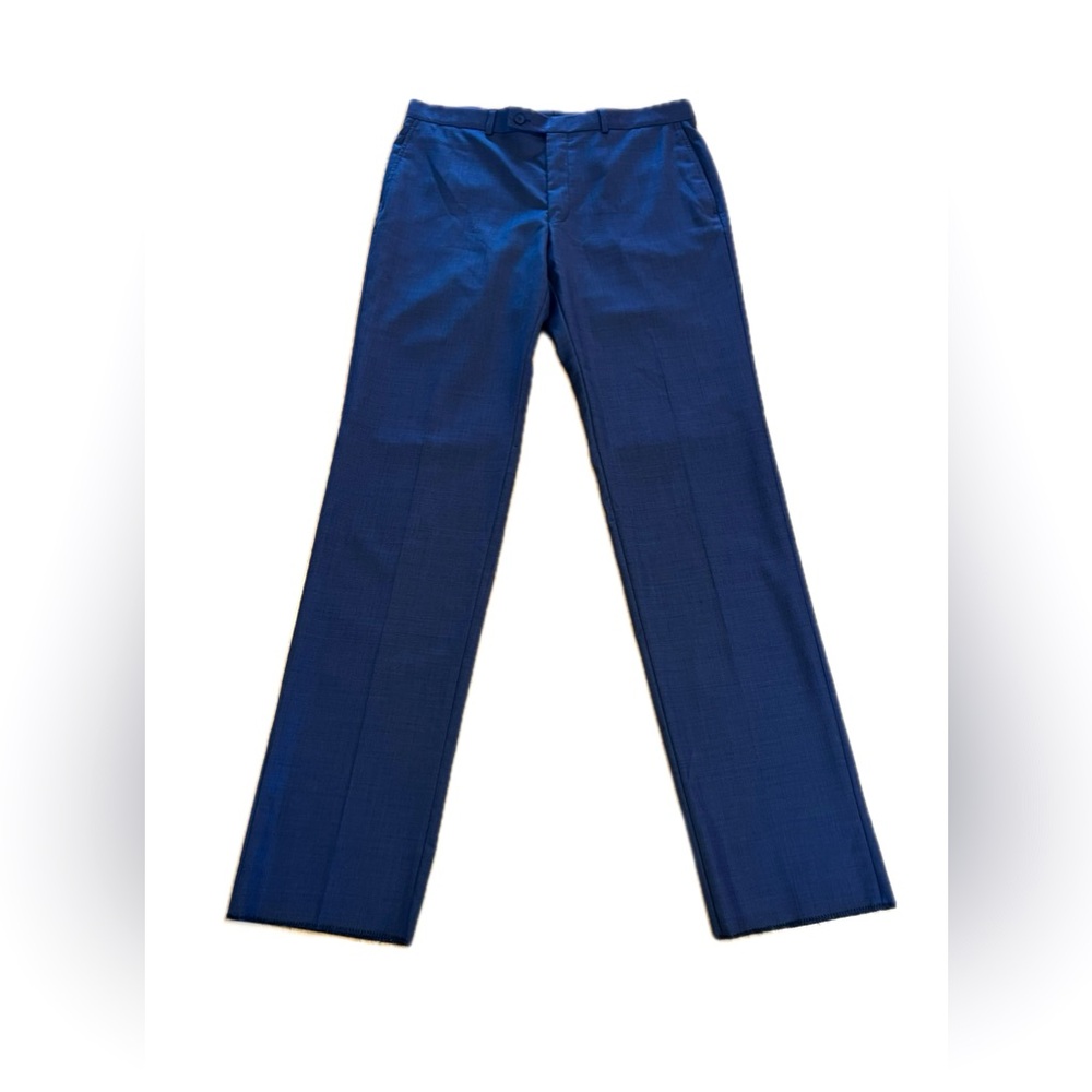 Calvin Klein Malik Suit Pants Blue 40R 34W 100% Wool Stretch Unhemmed NWT